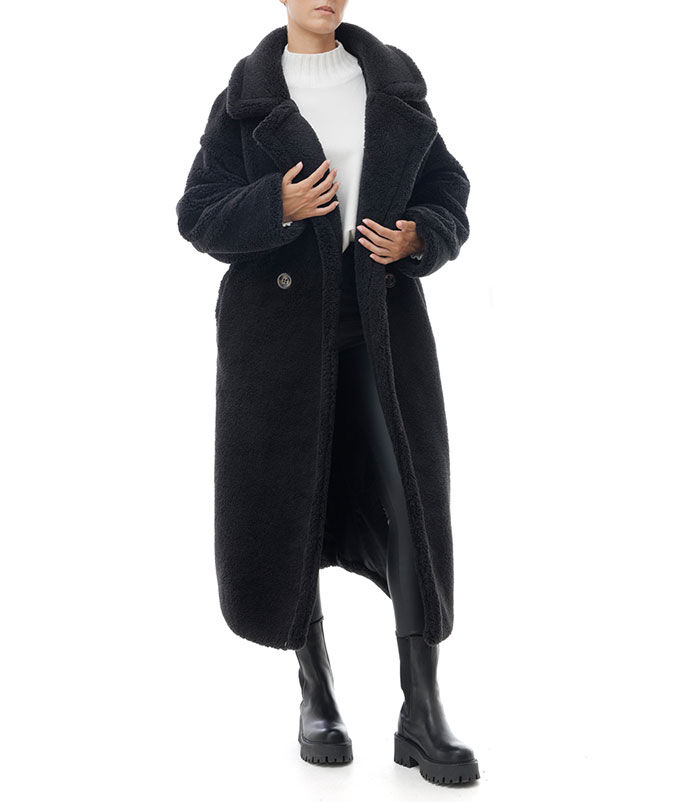 Valerio 1966 Cappotto teddy lungo nero | Valerio 1966 Comprare a buon mercato