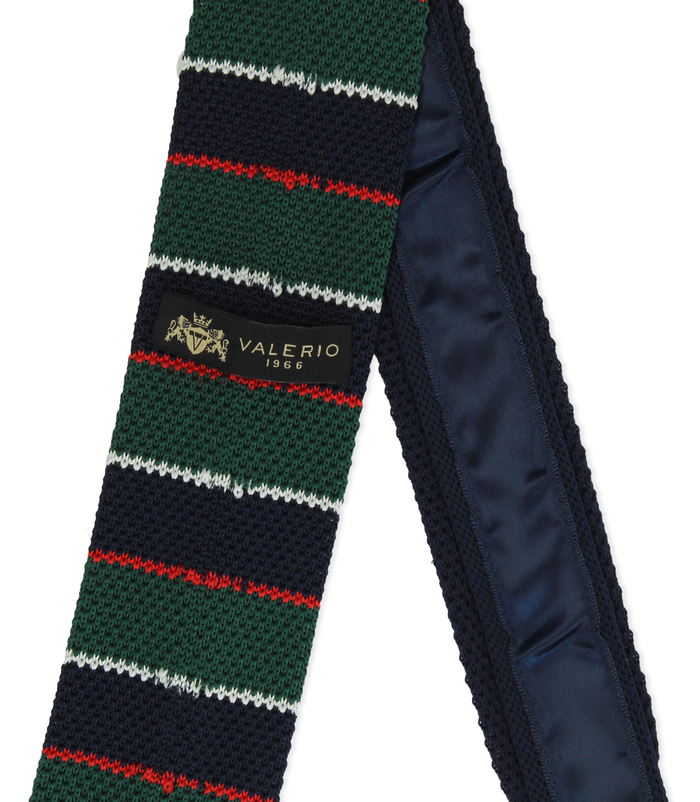 Valerio 1966 Cravatta blu rigata in cotone con fondo dritto uomo | Valerio 1966 Offerta Anniversario