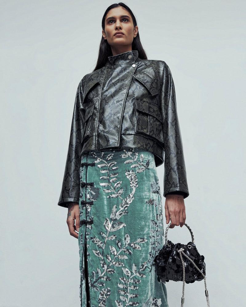 ﻿Weili zheng Gonna qipao in velluto ricamato Spedizione Gratuita