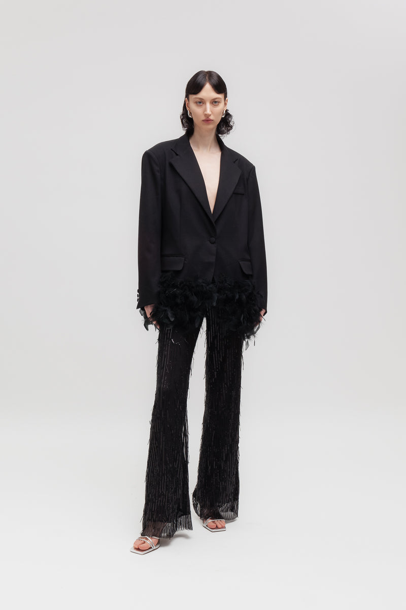 Weili zheng Giacca in gabardina con piume Vendita Calda
