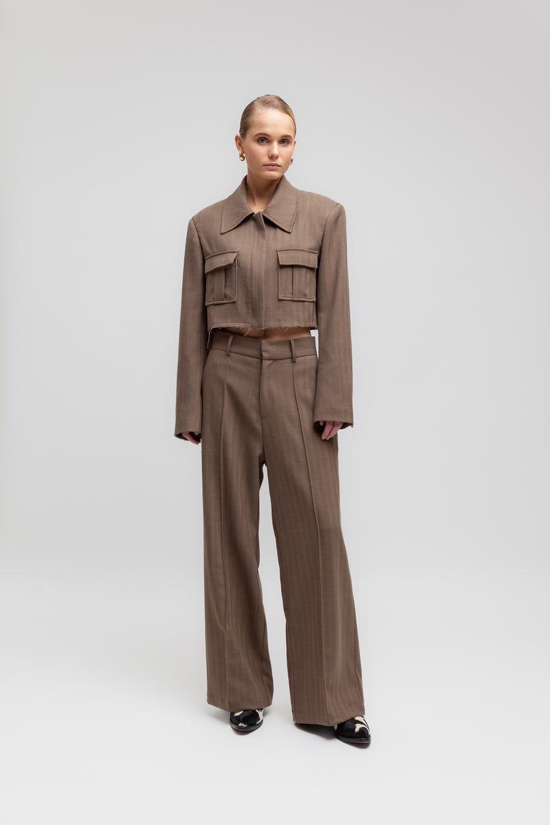 Weili zheng Pantalone wide leg in panno spigato Italia