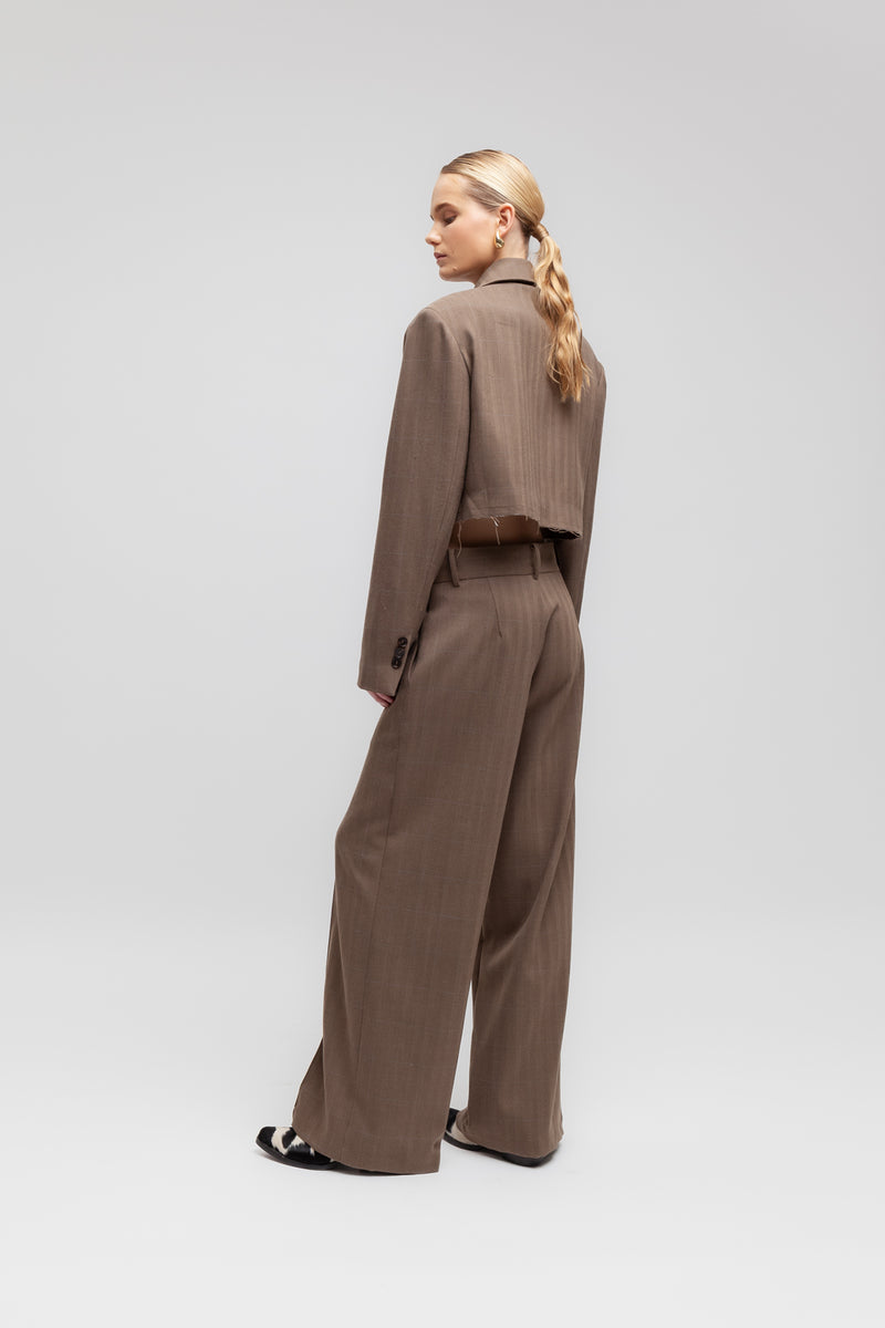 Weili zheng Pantalone wide leg in panno spigato Italia