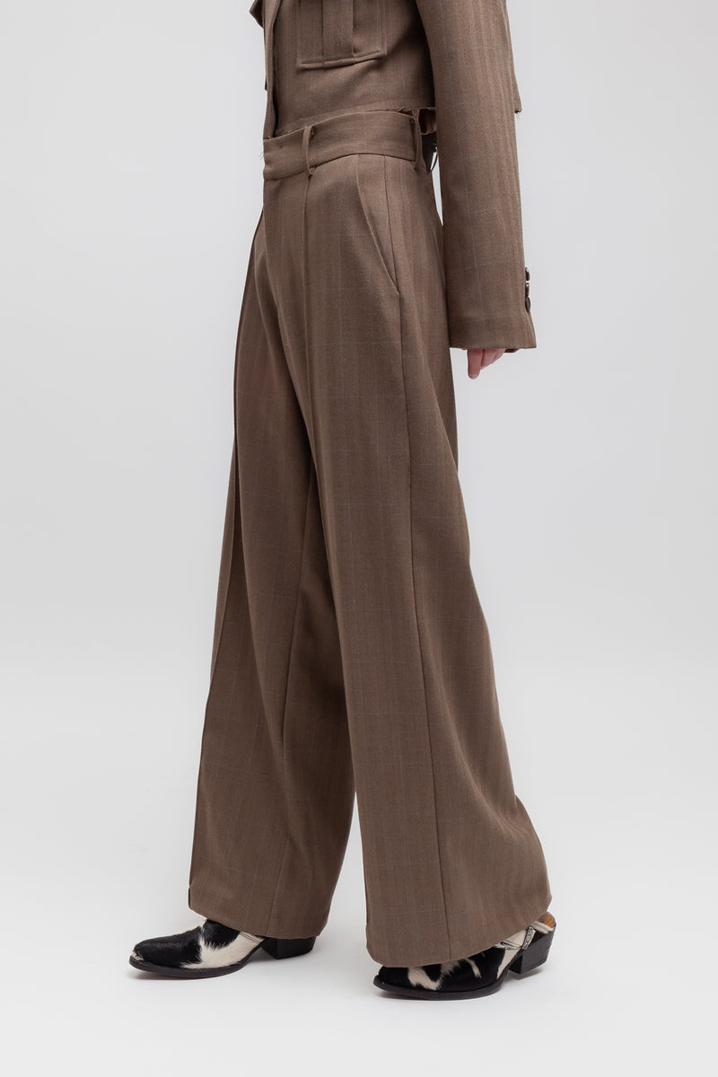 Weili zheng Pantalone wide leg in panno spigato Italia