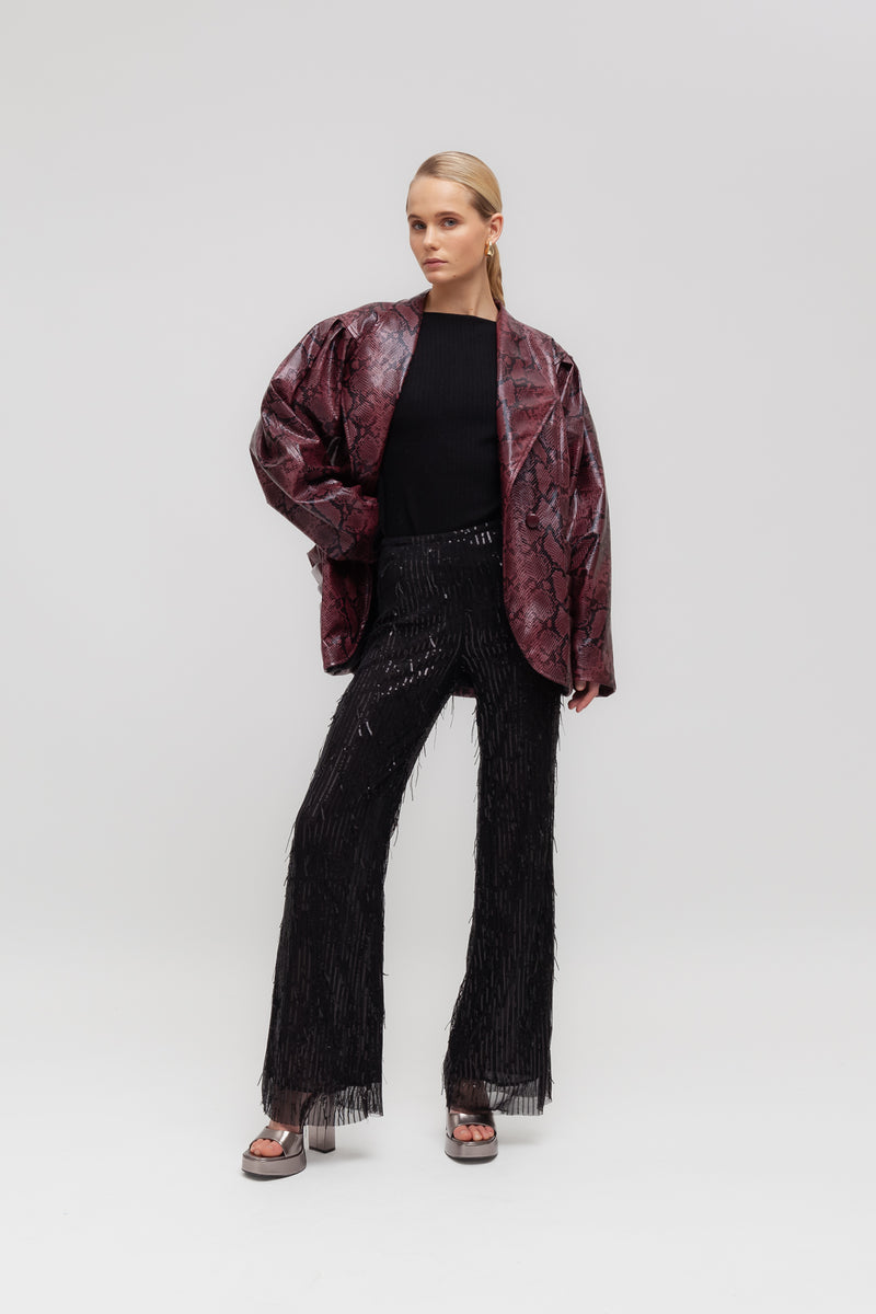 Weili zheng Pantalone flare in paillettes In Linea