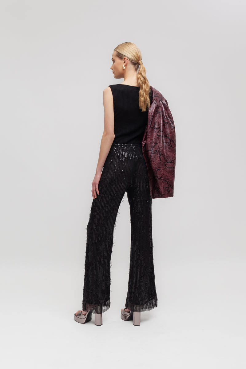 Weili zheng Pantalone flare in paillettes In Linea