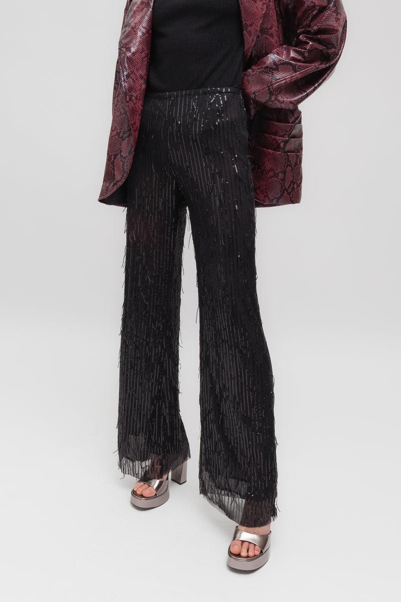 Weili zheng Pantalone flare in paillettes In Linea