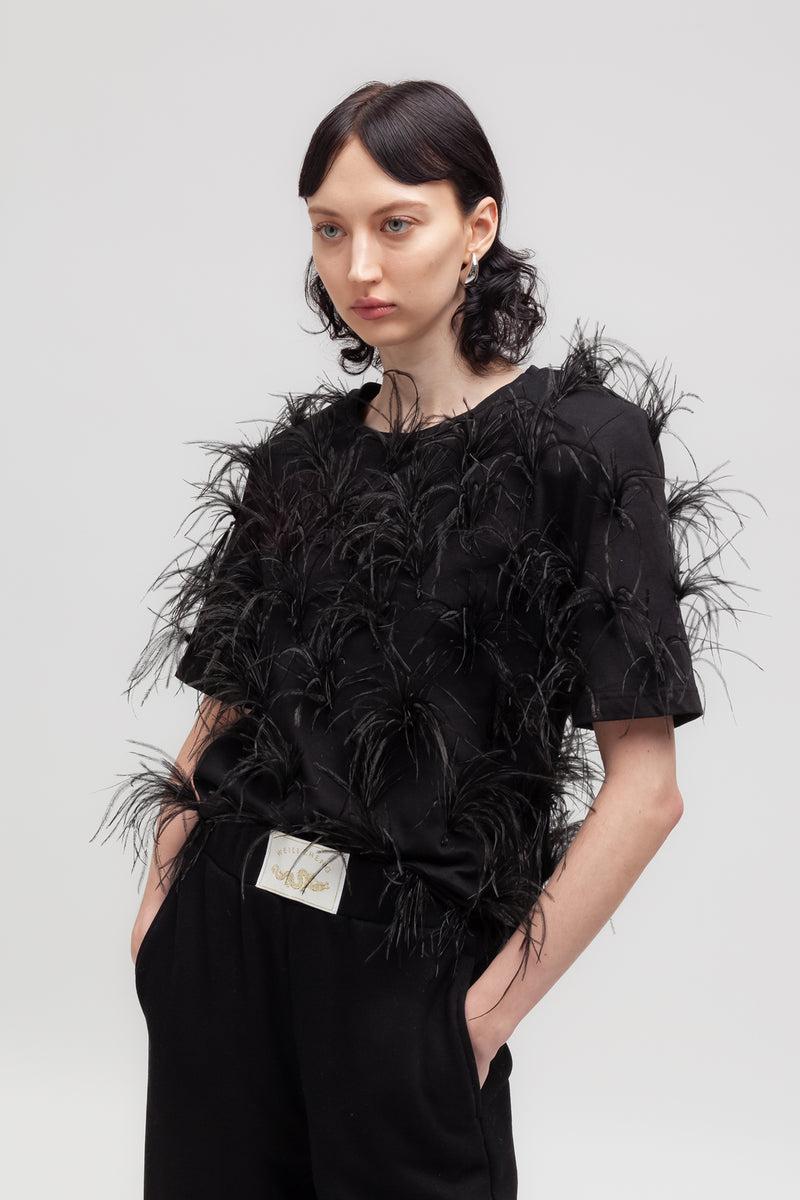 Weili zheng T-shirt con piume Spedizione Gratuita