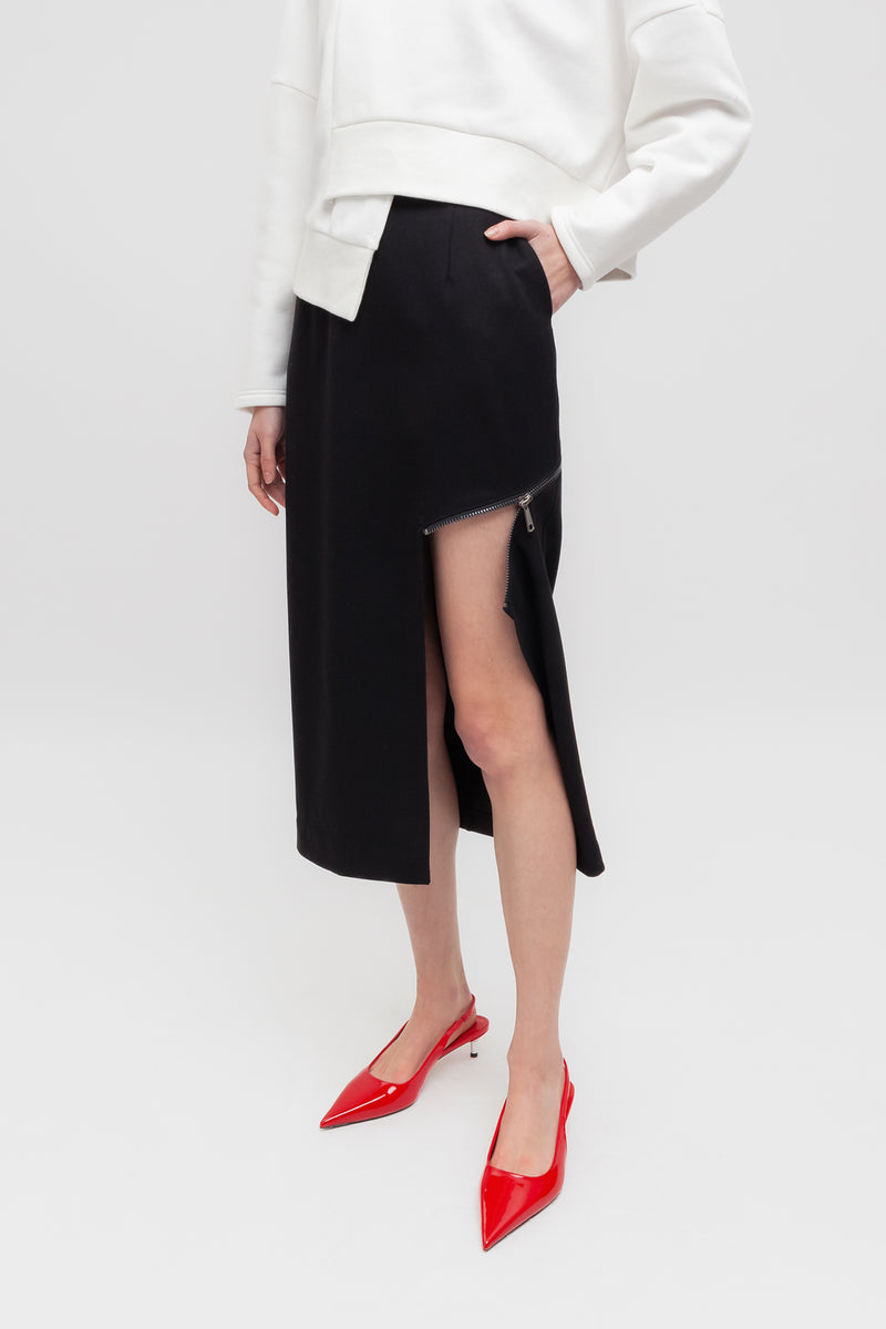 Weili zheng Longuette in gabardina con zip diagonale Soddisfazione Garantita