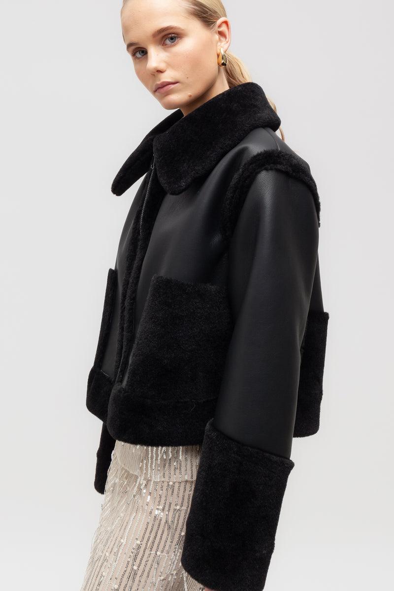 Weili zheng Giacca biker in ecopelle con dettagli a contrasto Sconto