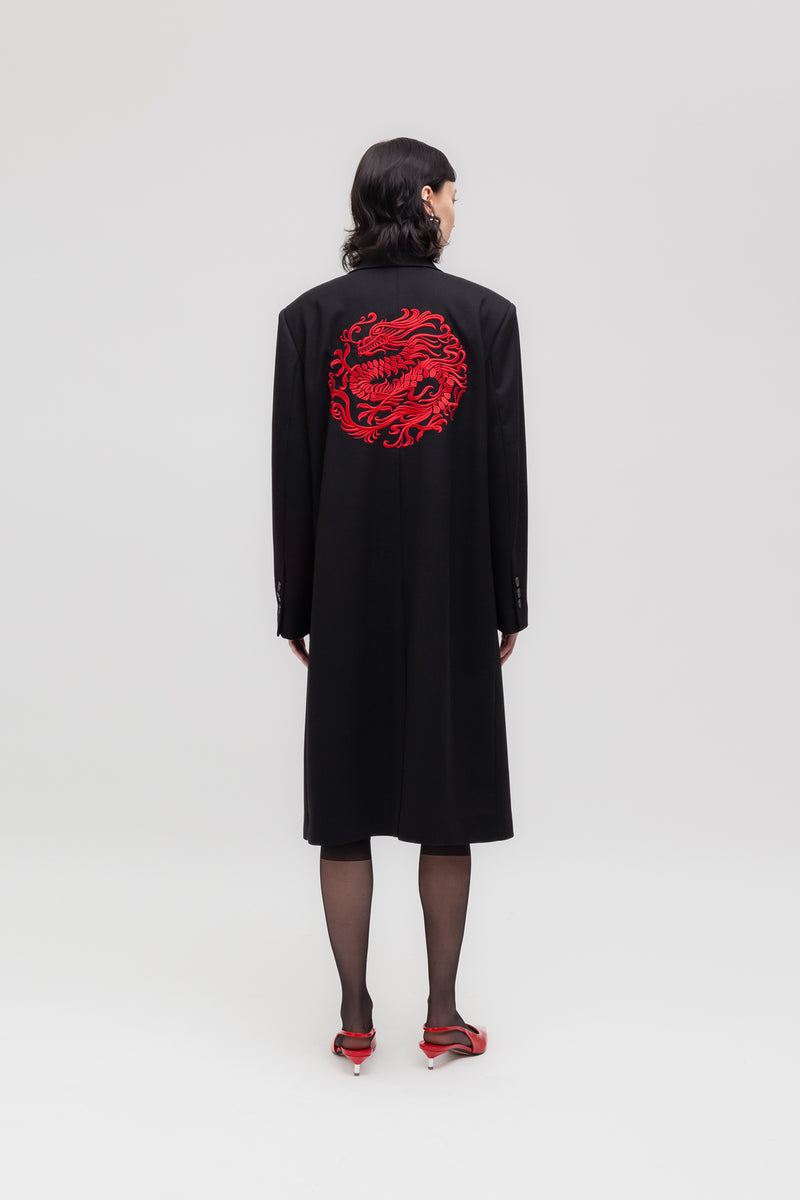 Weili zheng Cappotto in gabardina con ricamo drago Vendite Flash