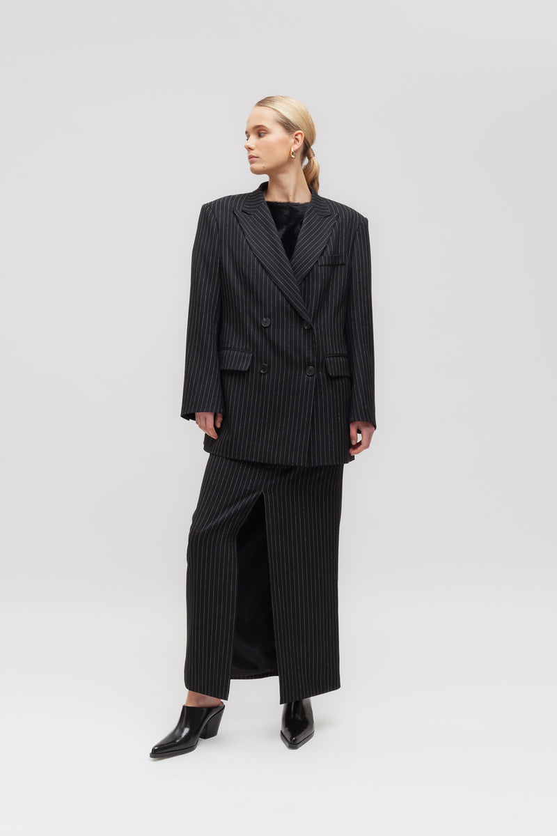 Weili zheng Blazer gessato con spalle imbottite Moda