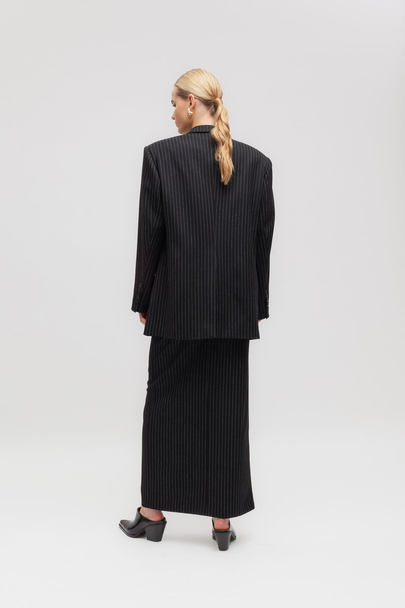 Weili zheng Blazer gessato con spalle imbottite Moda