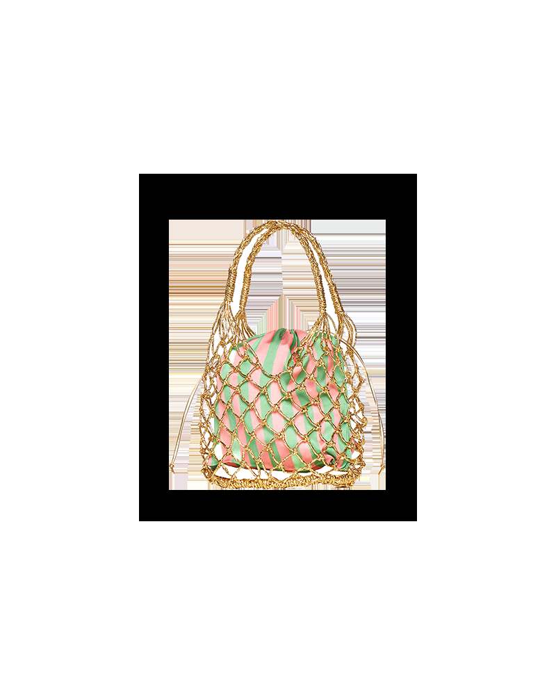 Y'am Capri Helenuccia Bag + un sacchetto colorato righe rosa e verde