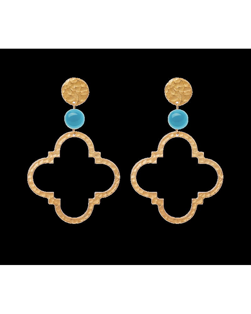 Y'am Capri Y'AM long maxi earrings with turquoise beads Hotsell