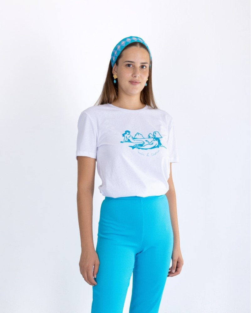 Y'am Capri Sirene di Capri embroidered T-shirt Donna Moda