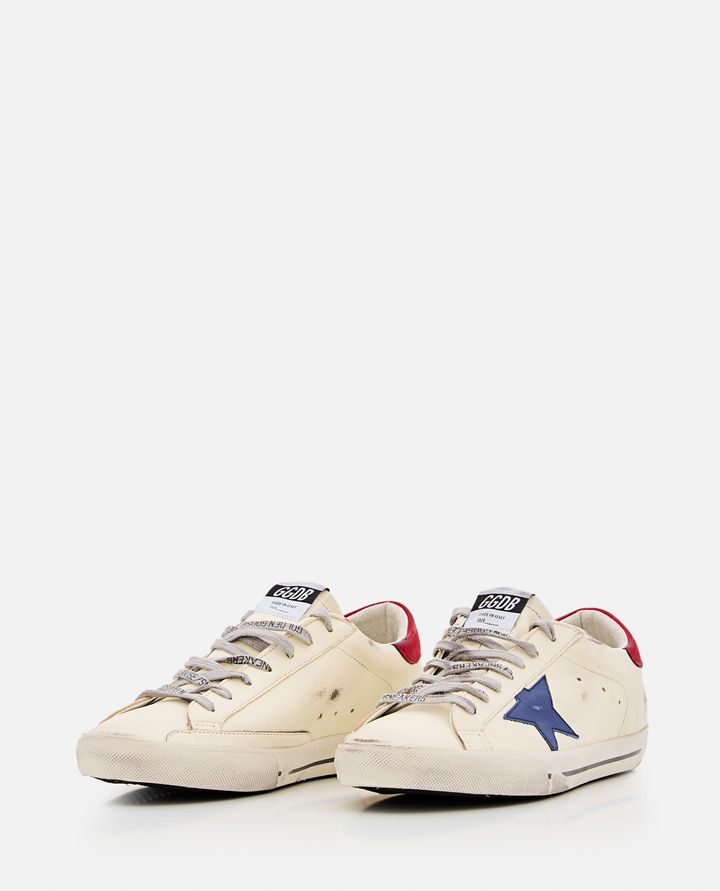 Golden Goose SNEAKERS SUPER STAR PANNA CON STELLA BLU DA UOMO - GOLDEN GOOSE Spedizione Gratuita