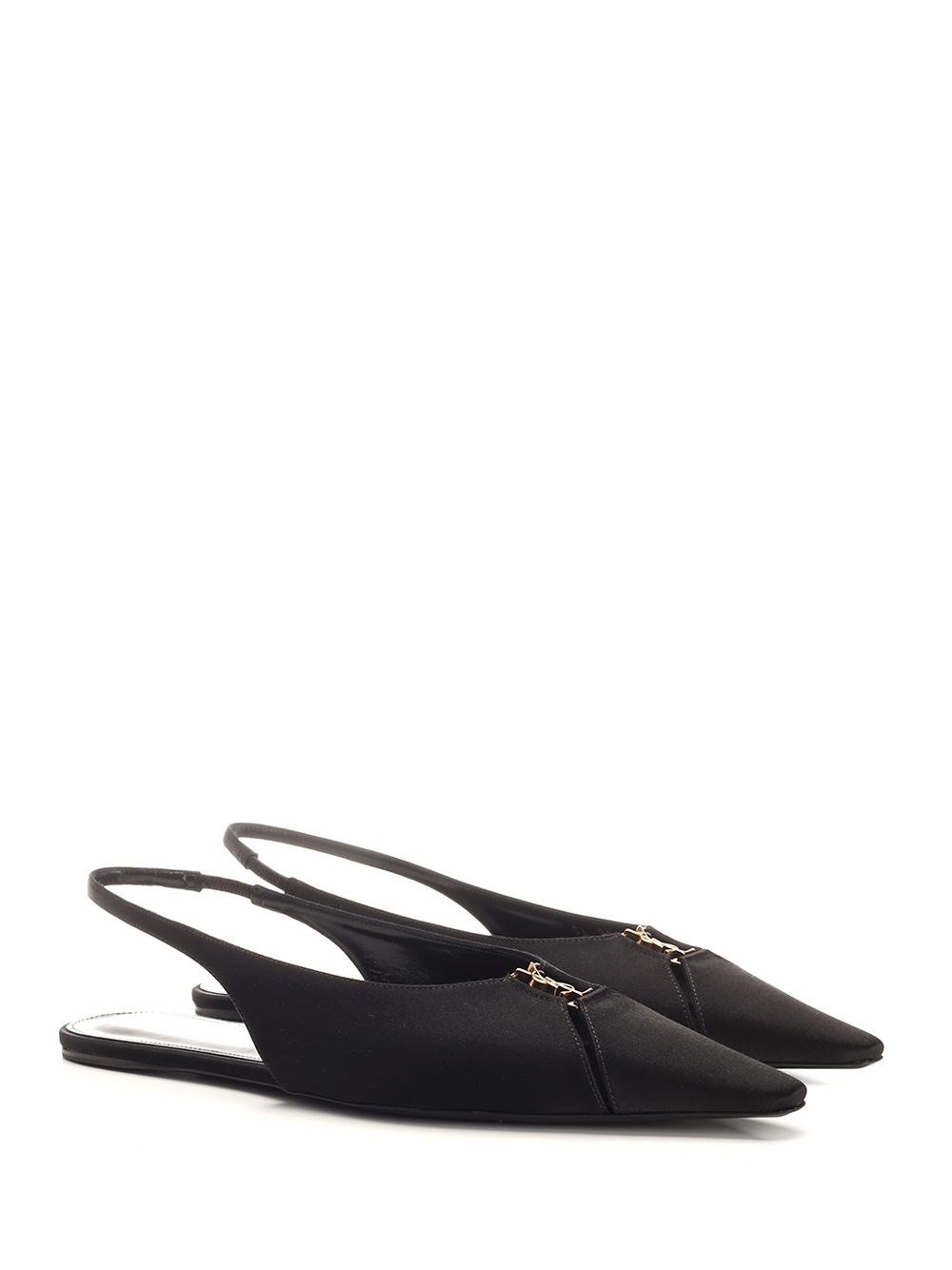 Al Duca D'Aosta Saint Laurent Ballerine aperte sul retro"BABYLONE" in crêpe satin Presa