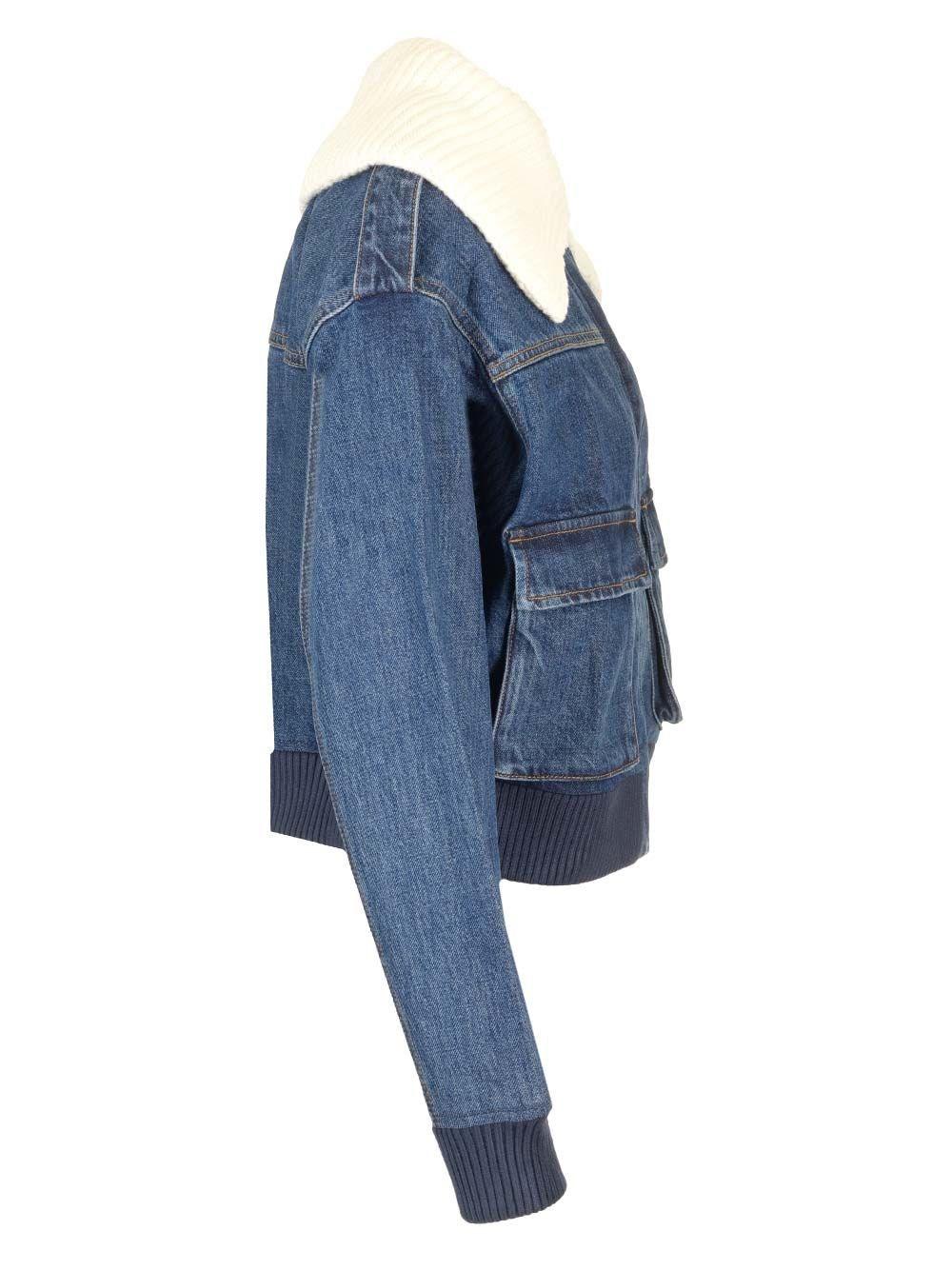 Al Duca D'Aosta Self-portrait Giacca jeans collo in maglia 2025