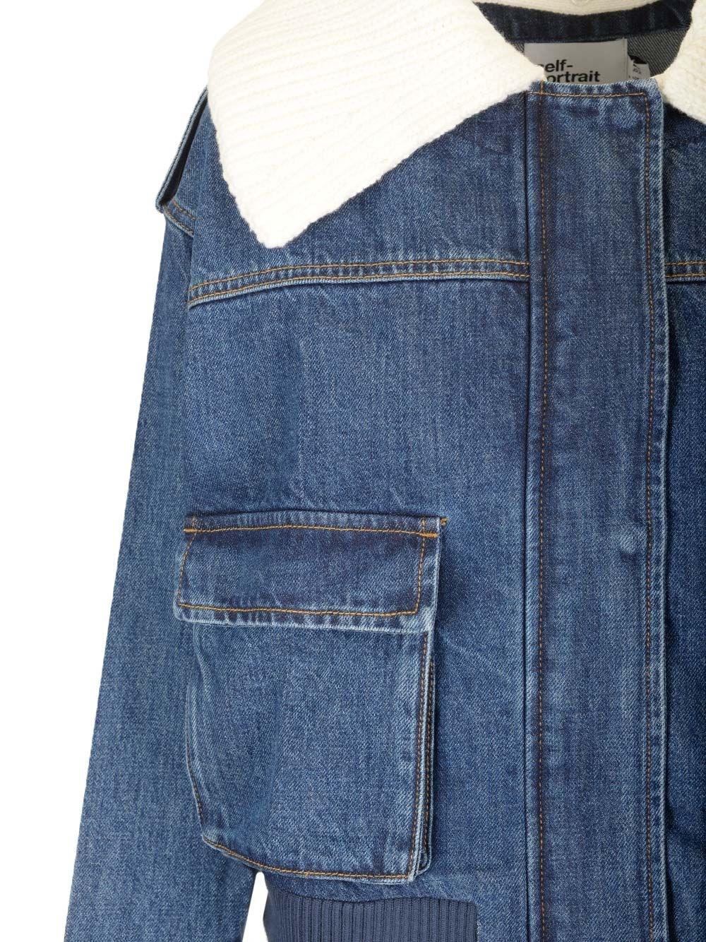 Al Duca D'Aosta Self-portrait Giacca jeans collo in maglia 2025