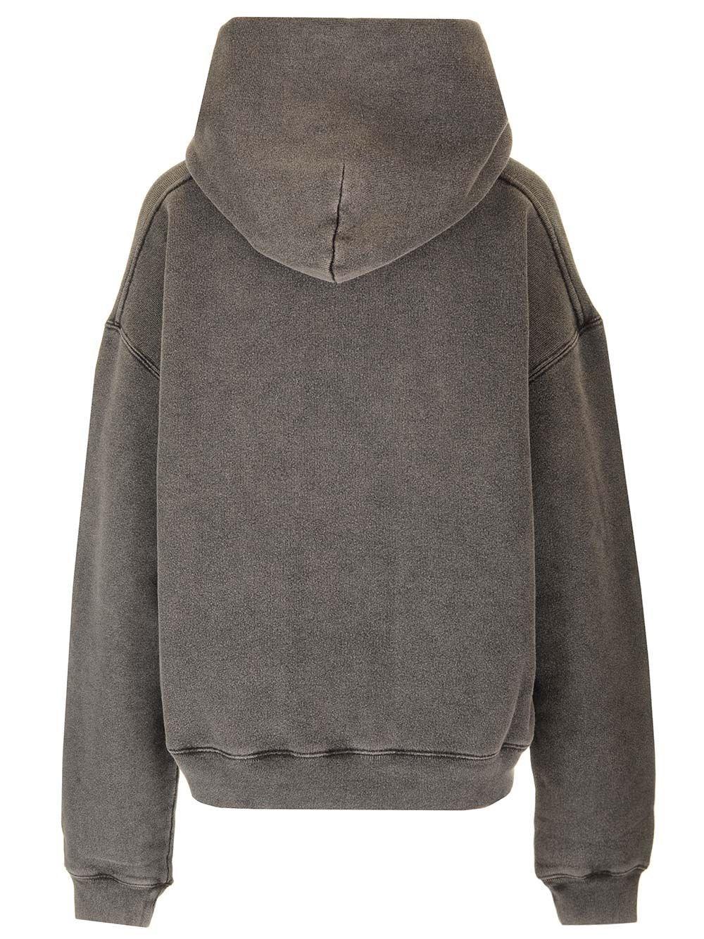 Al Duca D'Aosta Alexander Wang UNISEX HOODIE WITH DISTRESSED SKYLINE LOGO GRAPHIC WASHED CHARCOAL Vendite stagionali