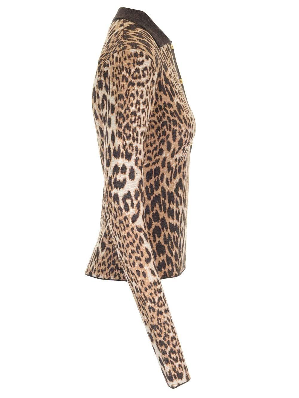 Al Duca D'Aosta Ganni Fine Merino Jacquard Leopard Polo Prezzo di fabbrica