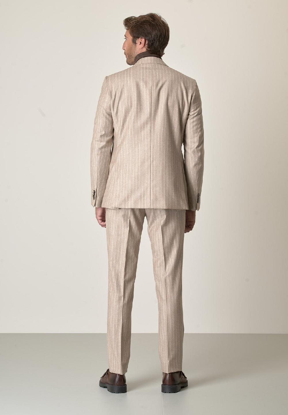 Angelico Abito beige gessato flanella lana vergine custom fit Presa