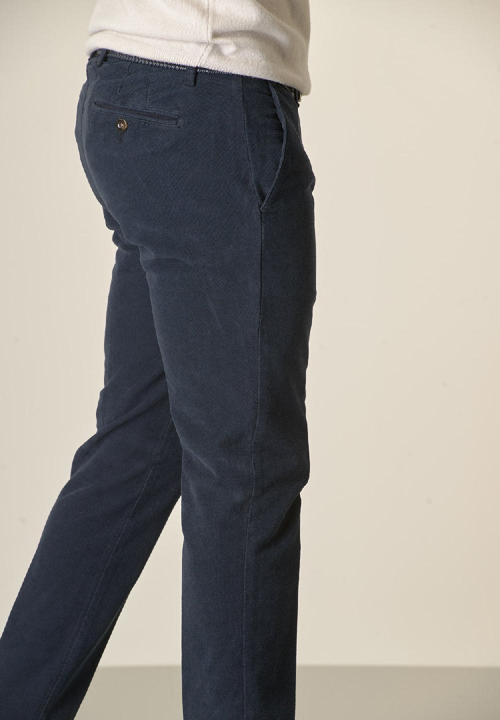 Angelico Pantalone blu fustagno jacquard cotone slim fit Sconto