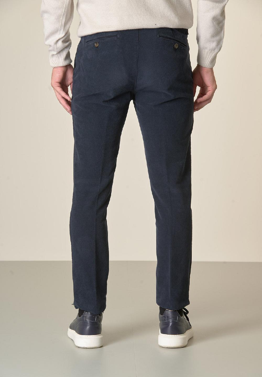 Angelico Pantalone blu fustagno jacquard cotone slim fit Sconto