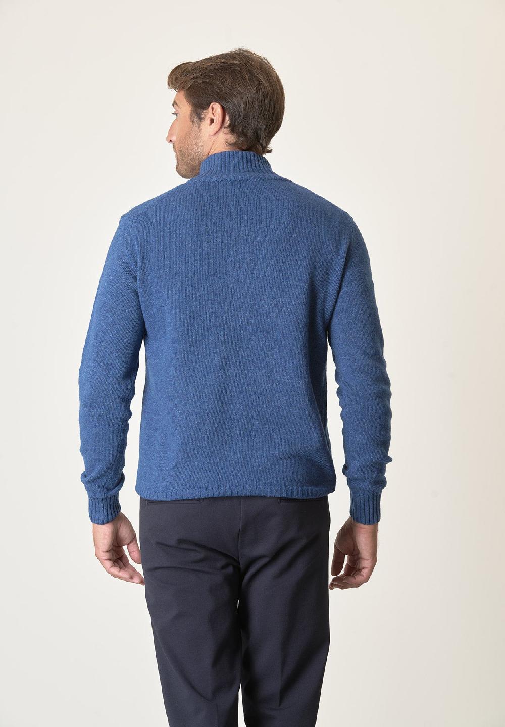 Angelico Lupetto zip blu denim misto lana Economico