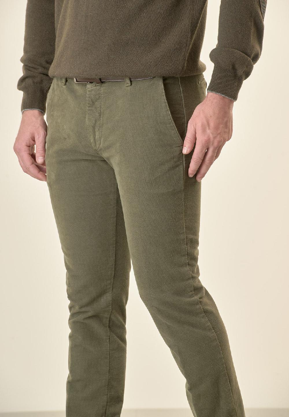 Angelico Pantalone verde fustagno jacquard cotone slim fit 50% di sconto per tempo limitato