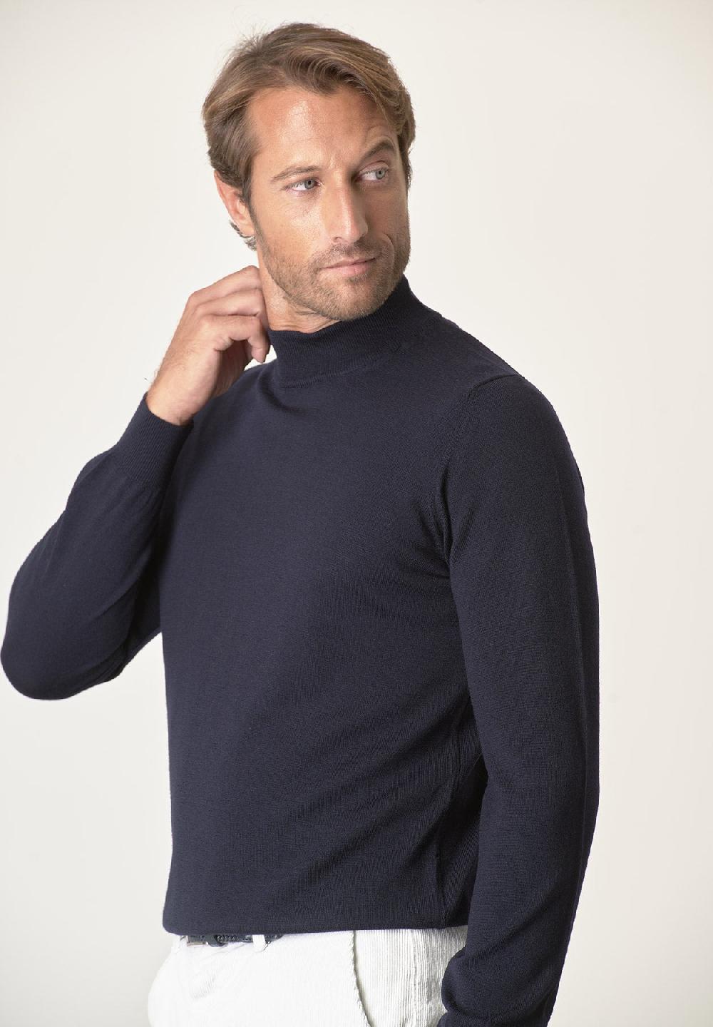 Angelico Lupetto blu lana merinos extrafine Offerte