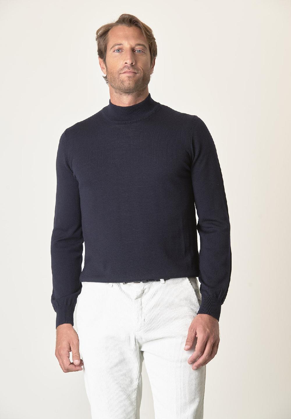 Angelico Lupetto blu lana merinos extrafine Offerte