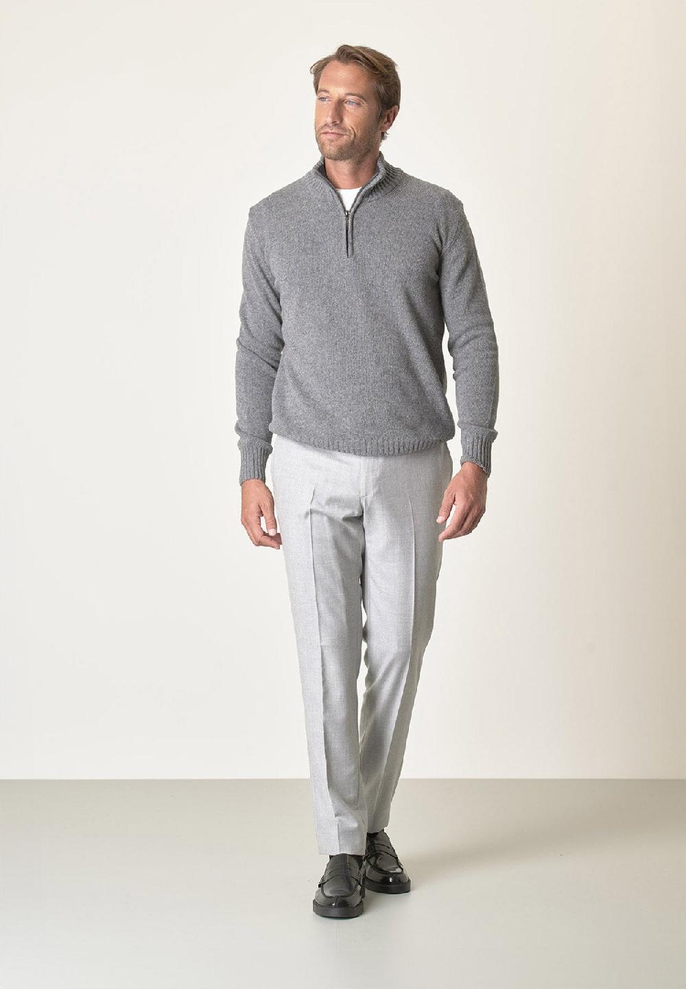 Angelico Lupetto zip grigio chiaro misto lana Vendita Calda