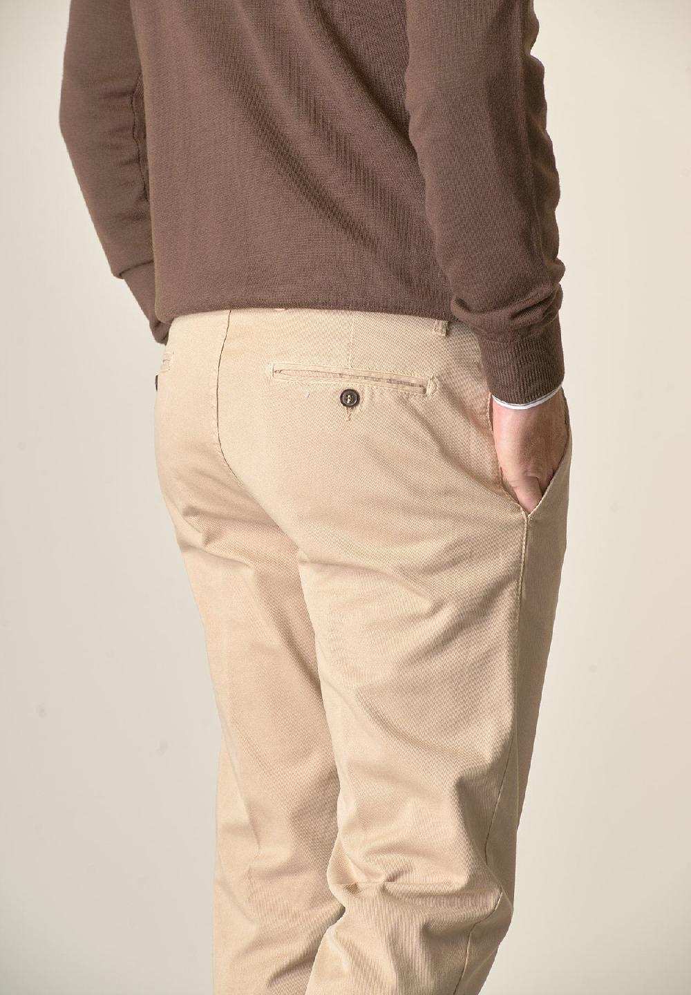 Angelico Pantalone beige tricotina cotone stretch regular fit Vendite Flash