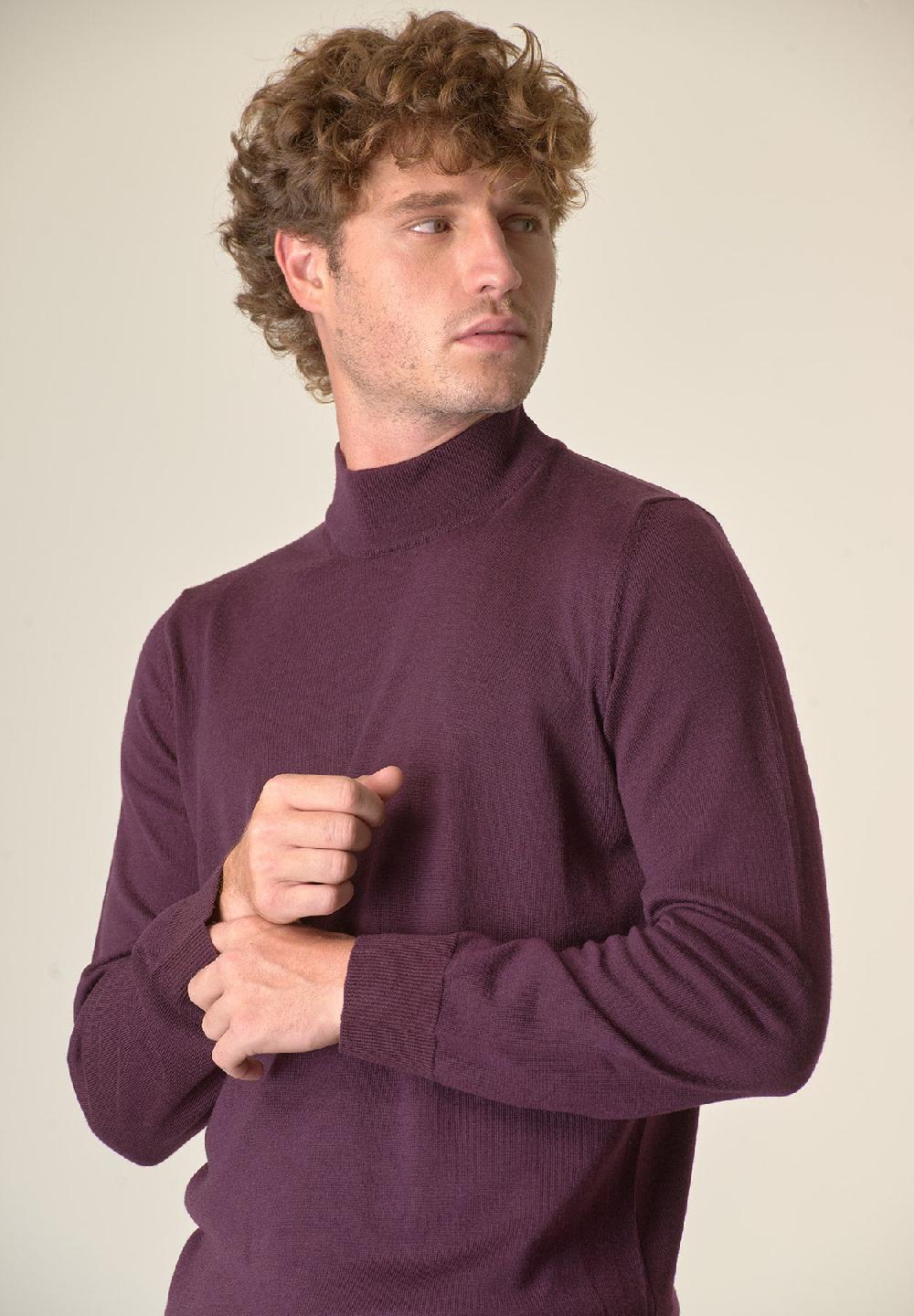 Angelico Lupetto viola melanzana lana merinos extrafine Negozio