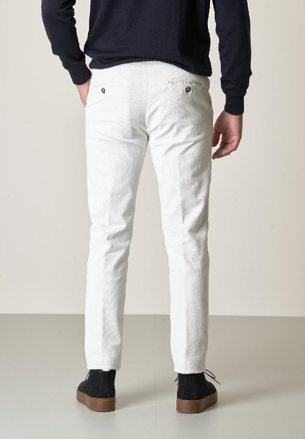 Angelico Pantalone panna velluto cotone stretch slim fit In Saldo