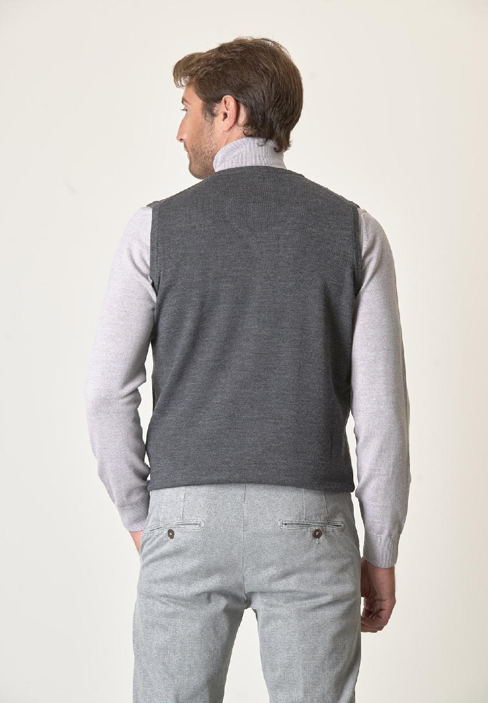 Angelico Gilet grigio scuro lana merinos extrafine Moda