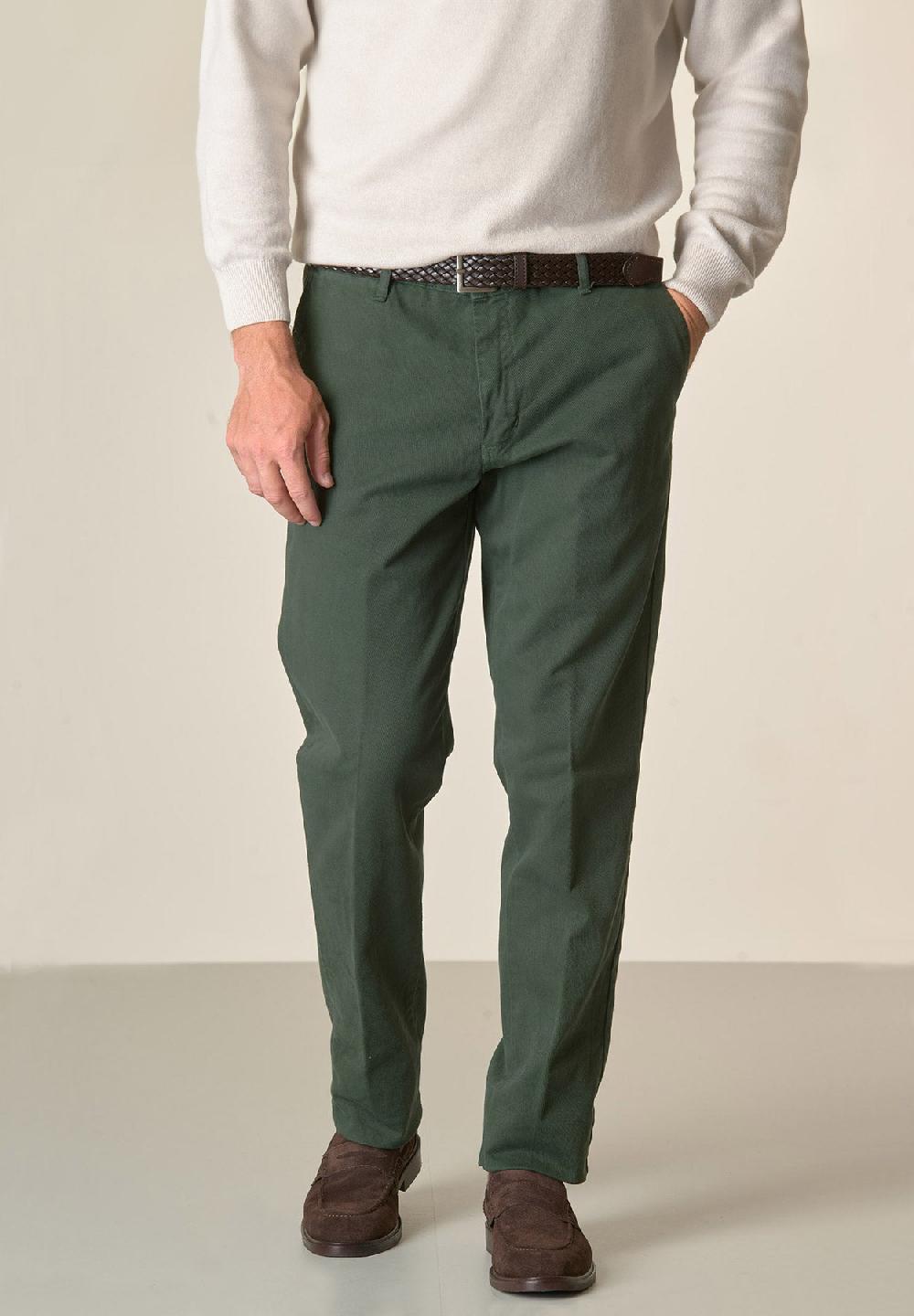 Angelico Pantalone verde bosco tricotina cotone stretch regular fit 2025