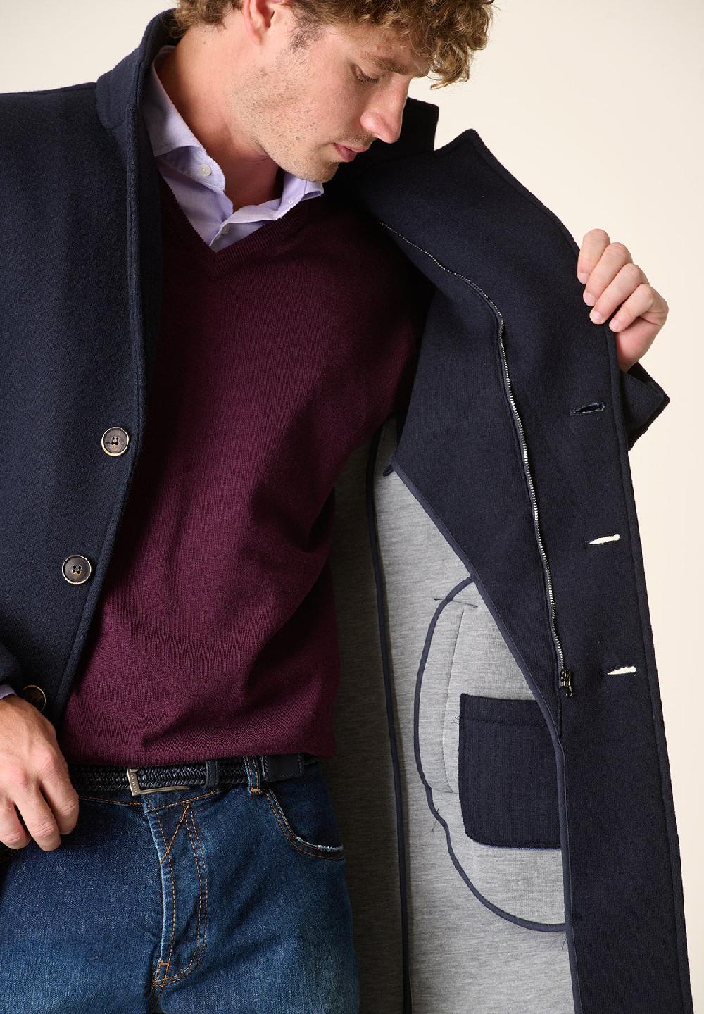 Angelico Cappotto blu sfoderato pettorina staccabile Italia