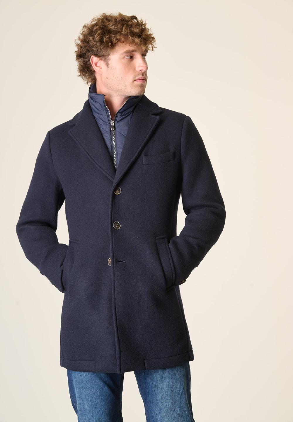 Angelico Cappotto blu sfoderato pettorina staccabile Italia