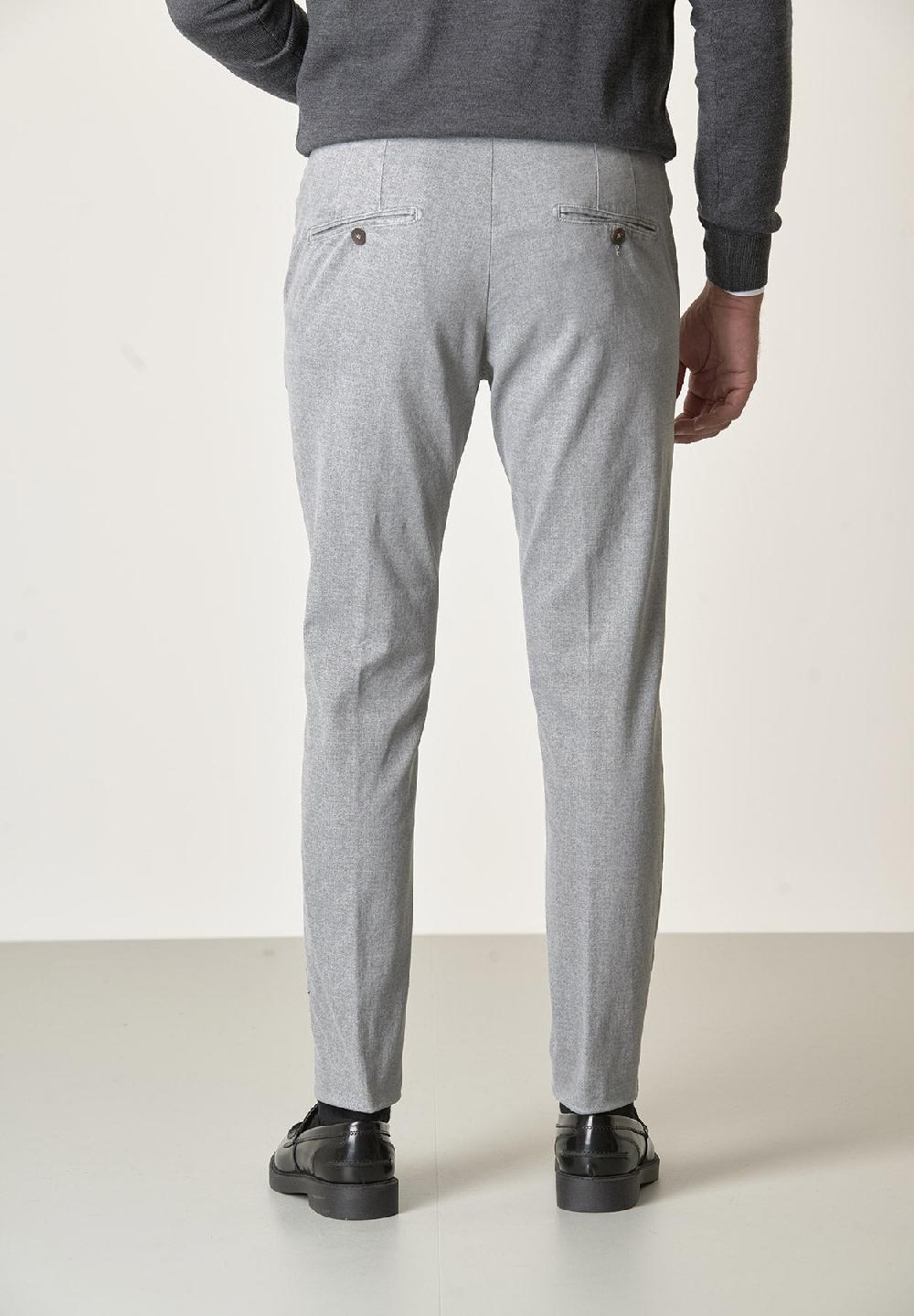Angelico Pantalone grigio perla effetto lana cotone stretch slim fit Vendita