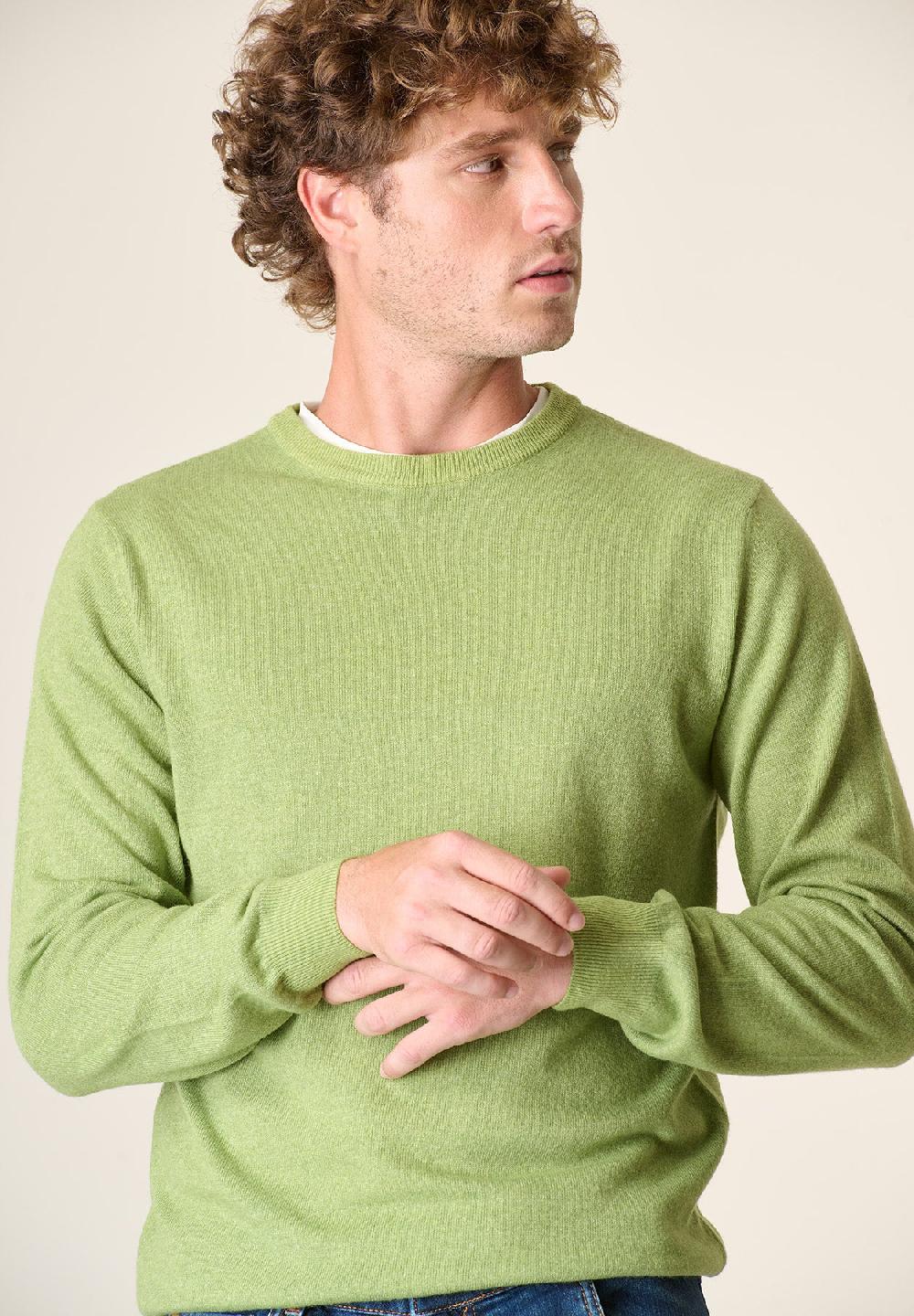 Angelico Girocollo verde pistacchio chiaro misto cashmere Promozione
