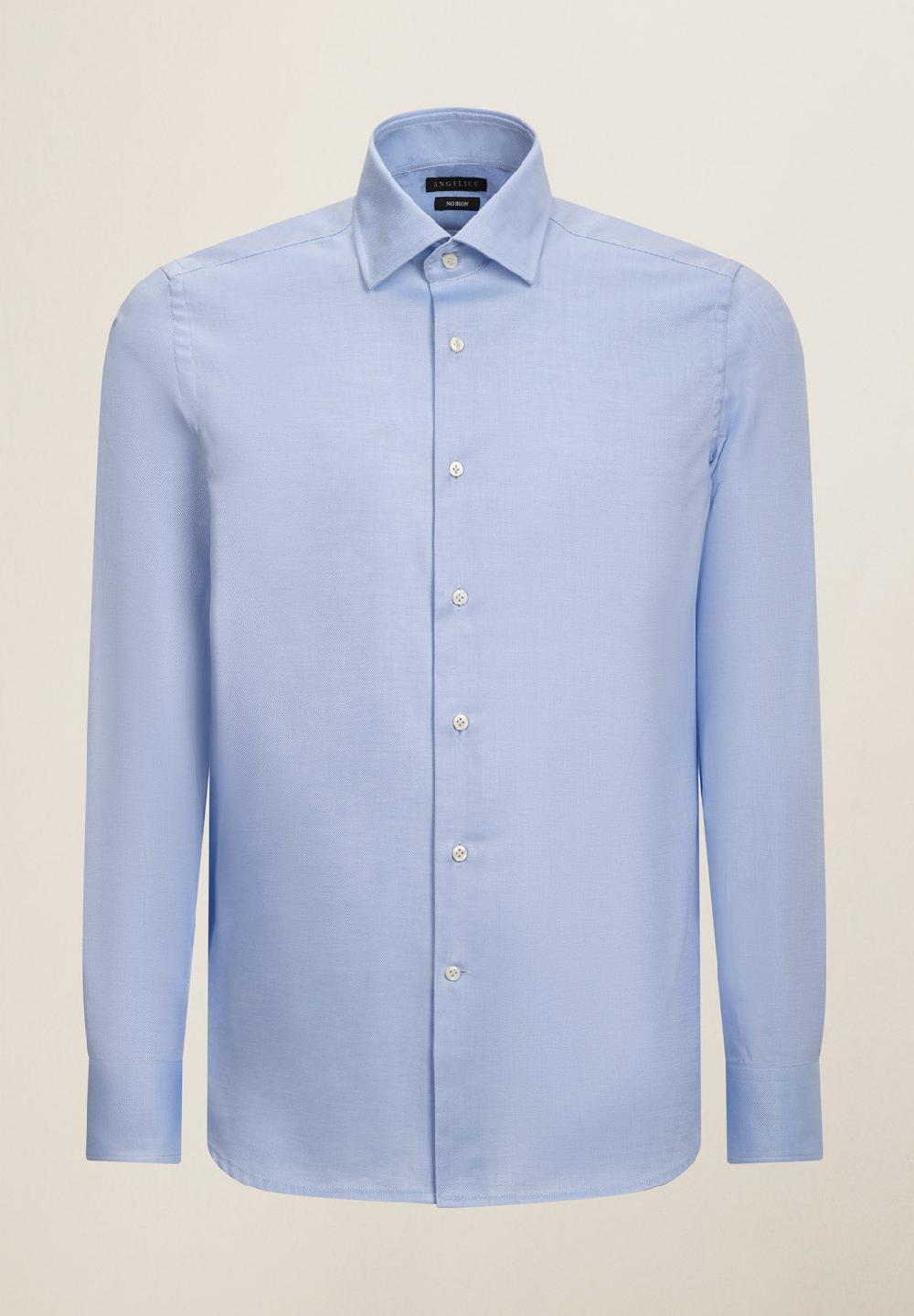 Angelico Camicia azzurra no-stiro cotone custom fit Acquista Ora
