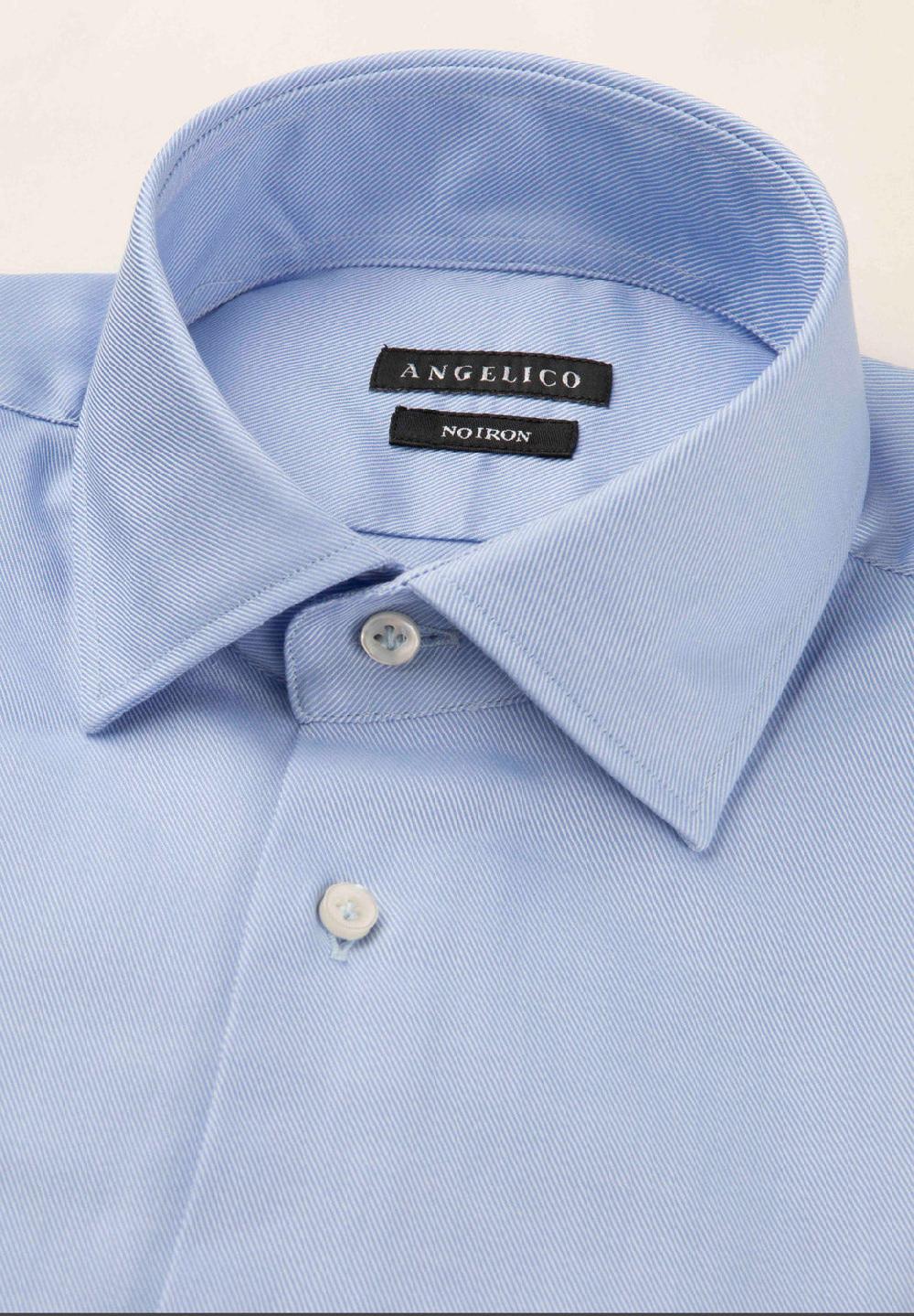 Angelico Camicia azzurra no-stiro cotone custom fit Acquista Ora