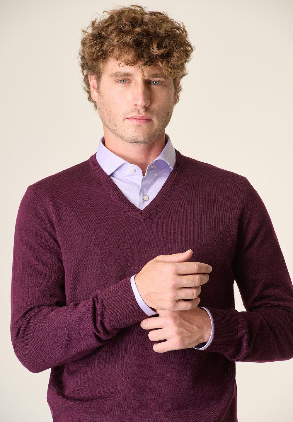 Angelico Scollo V viola melanzana lana merinos extrafine Shopping Online