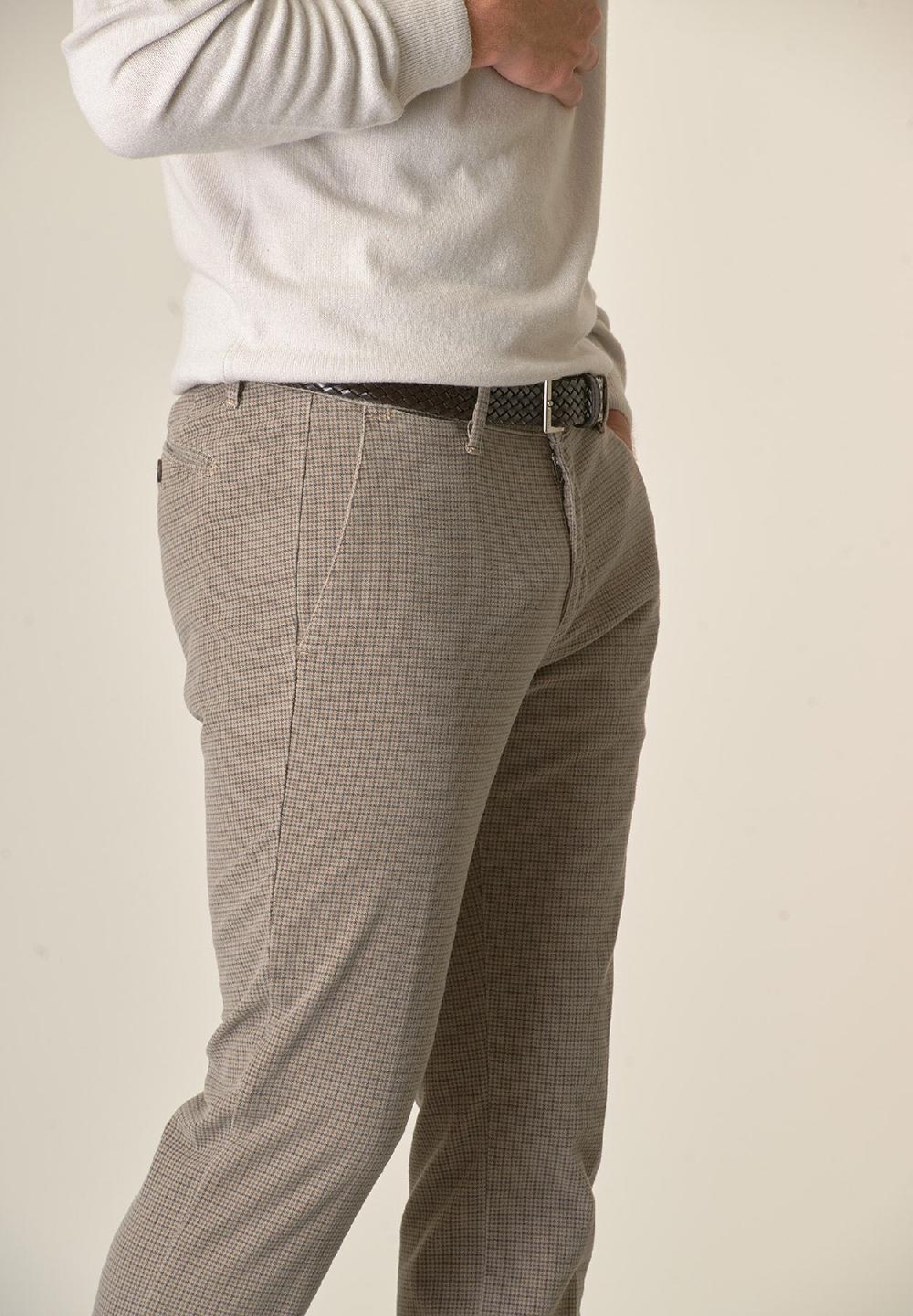 Angelico Pantalone fango fustagno Pied de Poule slim fit Vendita Economica