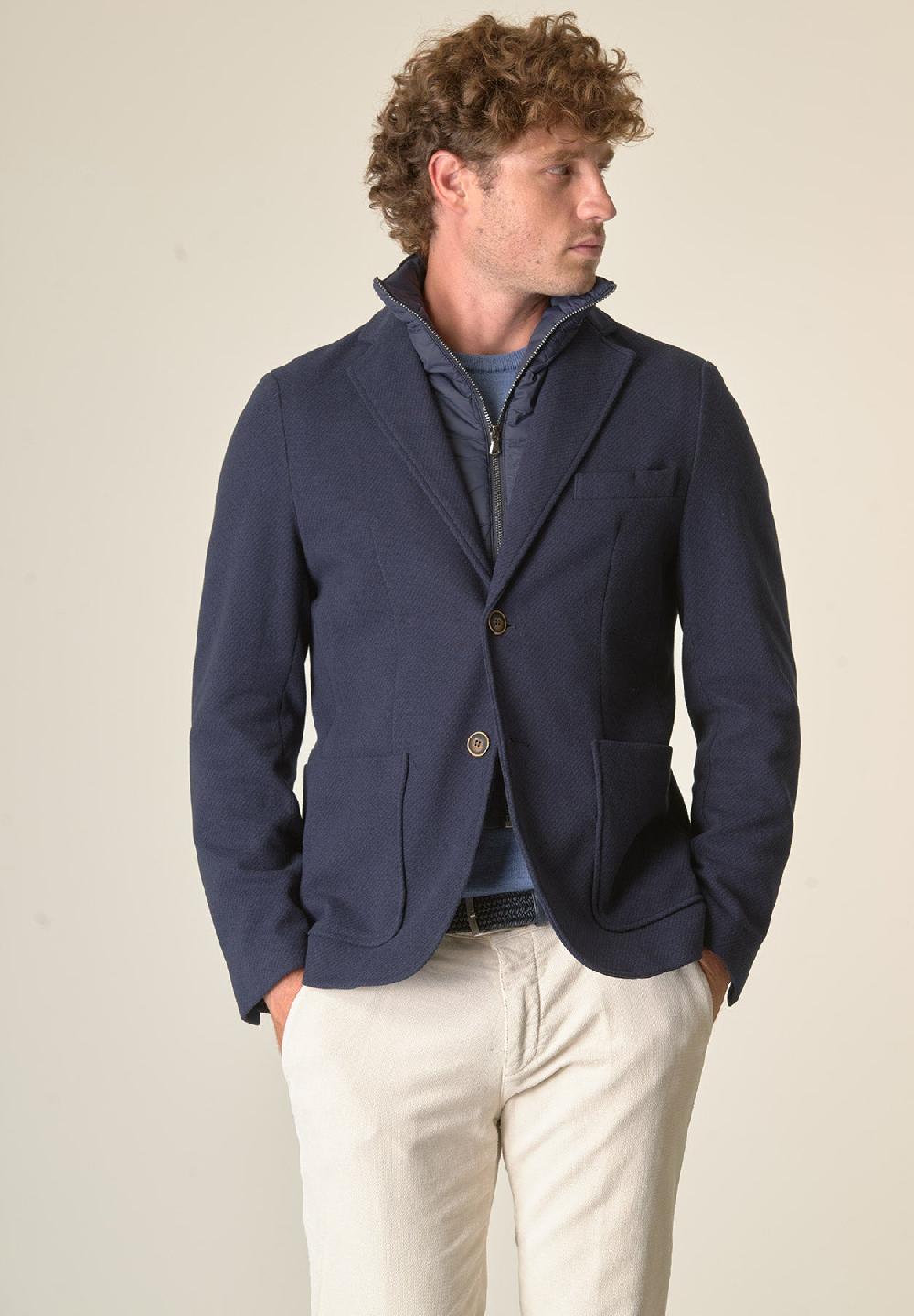 Angelico Giacca blu melange con pettorina custom fit Convenienza