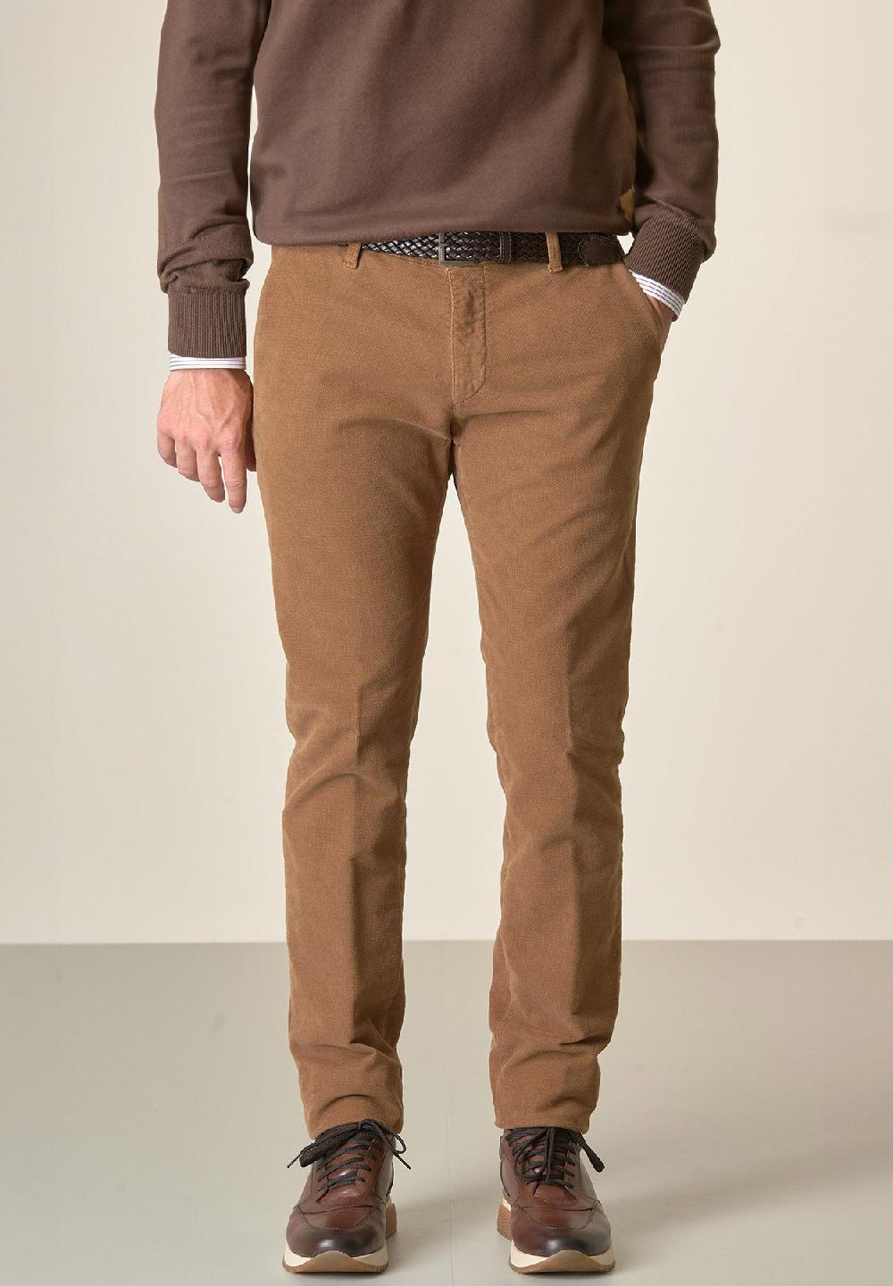 Angelico Pantalone cammello fustagno jacquard cotone slim fit Outlet
