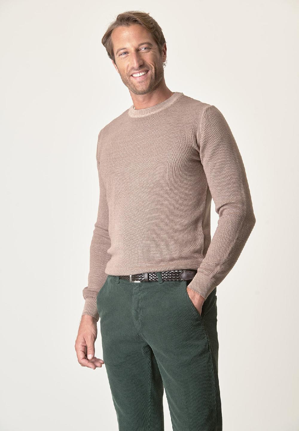 Angelico Girocollo beige nido d'ape lana merinos Offerte