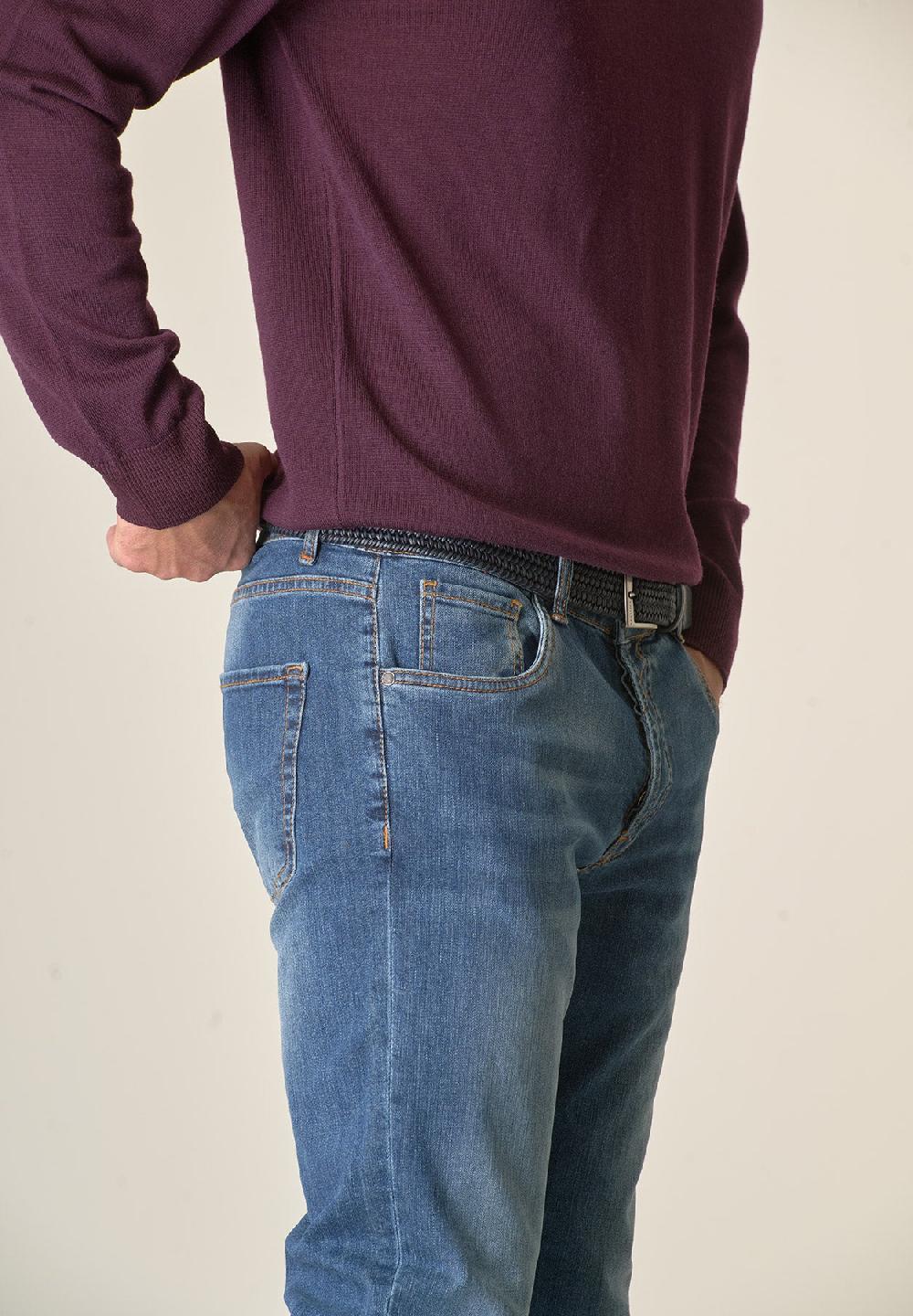 Angelico Jeans lavaggio medio cotone stretch slim fit Vendita Calda